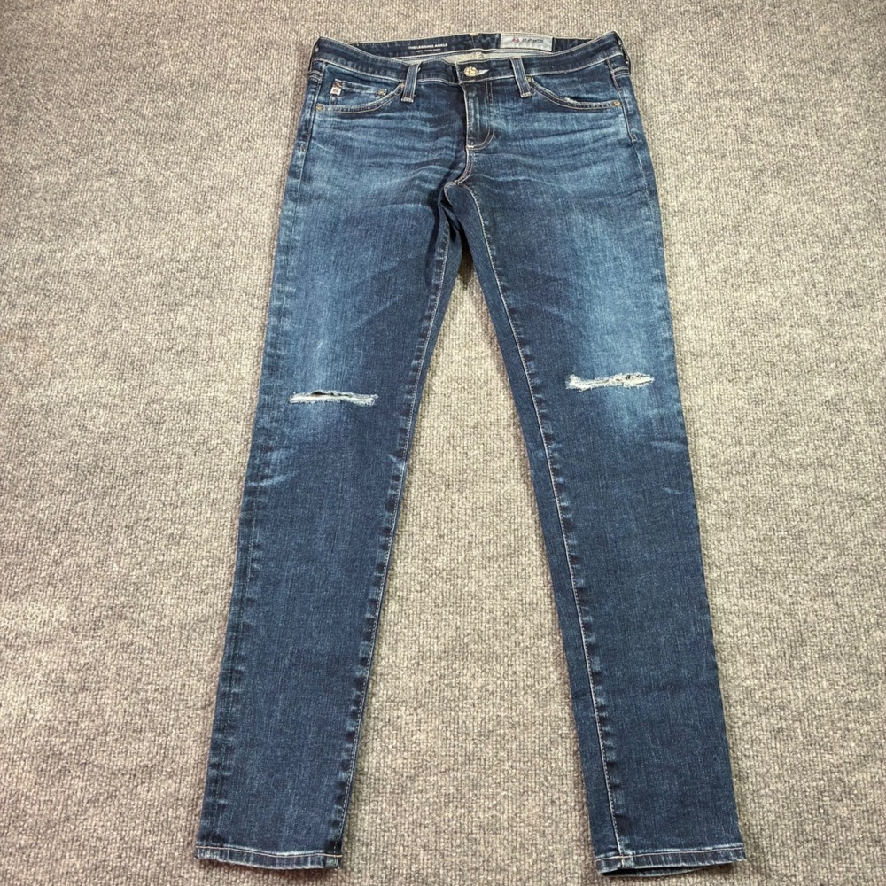 AG Adriano Goldschmied The Legging Ankle Jeans Womens 27R Blue Distressed